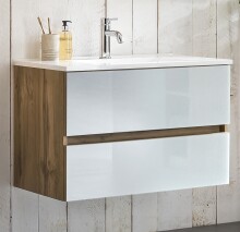 Waschtisch-Set >Oulu< in Glas Weiß - 80x54x47cm (BxHxT)