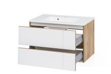 Waschtisch-Set >Oulu< in Glas Weiß - 80x54x47cm (BxHxT)