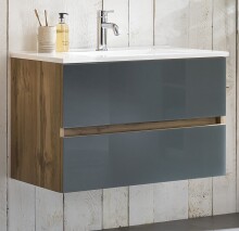 Waschtisch-Set >Oulu< in Glas Grau - 80x54x47cm (BxHxT)