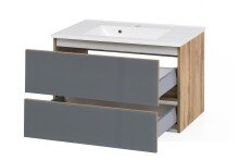 Waschtisch-Set >Oulu< in Glas Grau - 80x54x47cm (BxHxT)