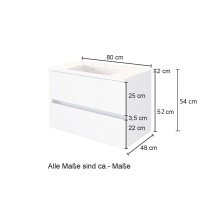 Waschtisch-Set >Oulu< in Glas Grau - 80x54x47cm (BxHxT)