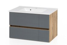Waschtisch-Set >Oulu< in Glas Grau - 80x54x47cm...
