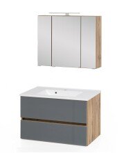 Badezimmer-Set >Oulu< in Wotaneiche - 80x180x47cm...