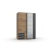 Schwebetürenschrank >Eugenio< in Plankeneiche Graphit - 135x198x64cm (BxHxT)