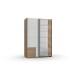 Schwebetürenschrank >Eugenio< in Plankeneiche Weiß - 135x198x64cm (BxHxT)