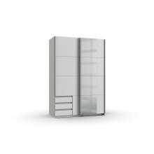 Schwebetürenschrank >Eugenio< in Weiß - 135x198x64cm (BxHxT)