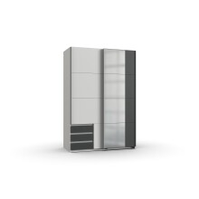 Schwebetürenschrank >Eugenio< in Weiß Graphit - 135x198x64cm (BxHxT)