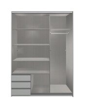 Schwebetürenschrank >Eugenio< in Weiß Graphit - 135x198x64cm (BxHxT)