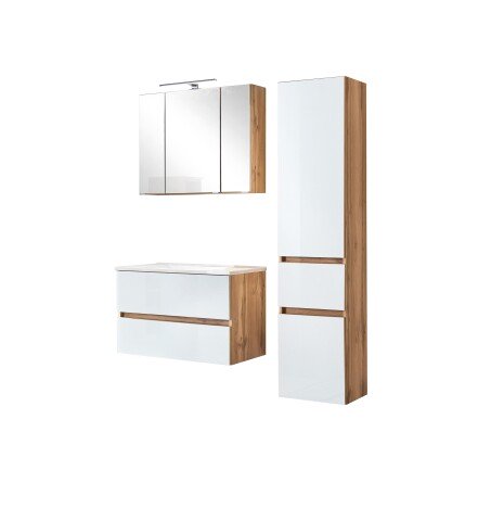 Badezimmer-Set >Oulu< in Wotaneiche - 80x180x47cm (BxHxT)