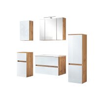 Badezimmer-Set >Oulu< in Wotaneiche - 80x180x47cm...
