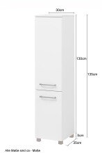 Midischrank >Stockholm< in Matt Weiß - 30x130x35 (BxHxT)