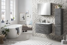 Spiegelschrank >Stockholm< in Oxid Stone - 80x64x20 (BxHxT)