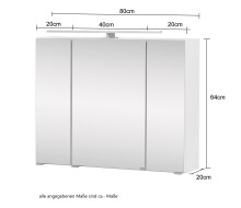 Spiegelschrank >Stockholm< in Oxid Stone - 80x64x20 (BxHxT)