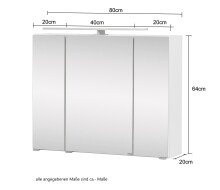 Spiegelschrank >Stockholm< in Matt Weiß - 80x64x20 (BxHxT)