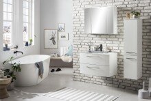 Spiegelschrank >Stockholm< in Matt Weiß - 80x64x20 (BxHxT)