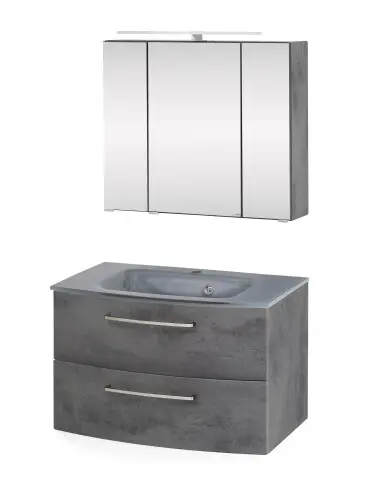 Badezimmer-Set >Stockholm< in Oxid Stone - 80x200x49 (BxHxT)