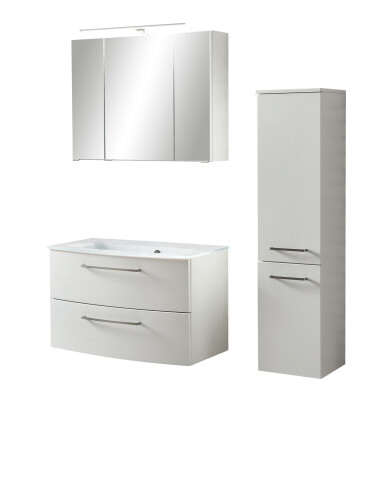 Badezimmer-Set >Stockholm< in Matt Weiß - 80x200x49 (BxHxT)
