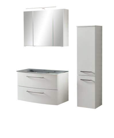 Badezimmer-Set >Stockholm< in Matt Weiß - 80x200x49 (BxHxT)