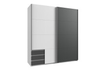 Schwebetürenschrank >Eugenio< in Weiß Graphit - 180x198x64cm (BxHxT)