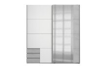 Schwebetürenschrank >Eugenio< in Weiß Beton lichtgrau - 180x198x64cm (BxHxT)