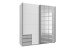 Schwebetürenschrank >Eugenio< in Weiß Beton lichtgrau - 180x198x64cm (BxHxT)