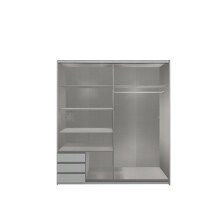 Schwebetürenschrank >Eugenio< in Plankeneiche Graphit - 180x198x64cm (BxHxT)