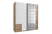 Schwebetürenschrank >Eugenio< in Plankeneiche Weiß - 180x198x64cm (BxHxT)