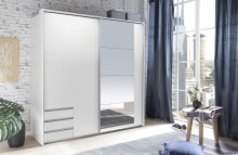 Schwebetürenschrank >Eugenio< in Weiß - 180x198x64cm (BxHxT)