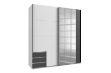 Schwebetürenschrank >Eugenio< in Weiß Graphit - 180x198x64cm (BxHxT)