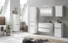 Seitenschrank >Kopenhagen< in Matt Weiß - 40x180x35cm (BxHxT)