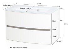 Waschtisch-Set >Kopenhagen< in Matt Weiß - 80x53x49cm (BxHxT)