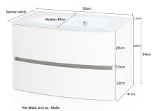 Waschtisch-Set >Kopenhagen< in Matt Grau - 80x53x49cm (BxHxT)