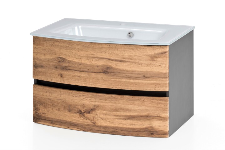 Waschtisch-Set >Kopenhagen< in Wotaneiche - 80x53x49cm (BxHxT)