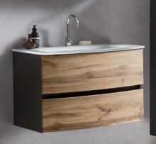 Waschtisch-Set >Kopenhagen< in Wotaneiche - 80x53x49cm (BxHxT)