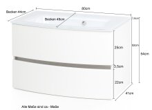 Waschtisch-Set >Kopenhagen< in Matt Grau - 80x53x49cm (BxHxT)