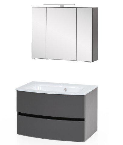 Badezimmer-Set >Kopenhagen< in Matt Grau - 80x200x49cm (BxHxT)
