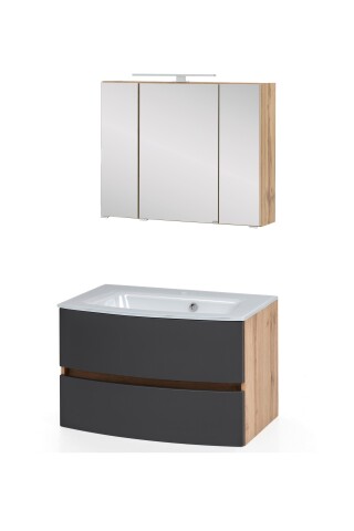 Badezimmer-Set >Kopenhagen< in Matt Grau - 80x200x49cm (BxHxT)