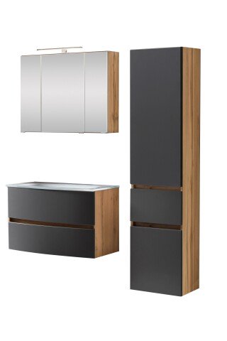 Badezimmer-Set >Kopenhagen< in Matt Grau - 80x200x49cm (BxHxT)