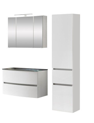 Badezimmer-Set >Kopenhagen< in Matt Weiß - 80x200x49cm (BxHxT)
