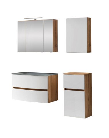 Badezimmer-Set >Kopenhagen< in Matt Weiß - 80x200x49cm (BxHxT)