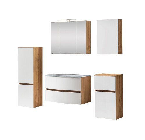 Badezimmer-Set >Kopenhagen< in Matt Weiß - 80x200x49cm (BxHxT)