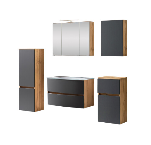 Badezimmer-Set >Kopenhagen< in Matt Grau - 80x200x49cm (BxHxT)