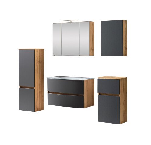 Badezimmer-Set >Kopenhagen< in Matt Grau - 80x200x49cm (BxHxT)