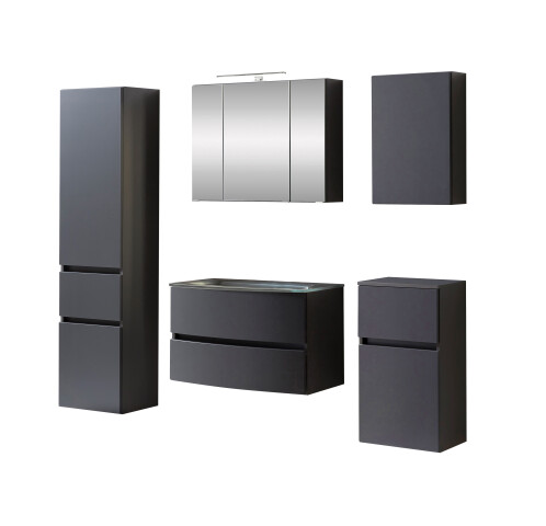Badezimmer-Set >Kopenhagen< in Matt Grau - 80x200x49cm (BxHxT)