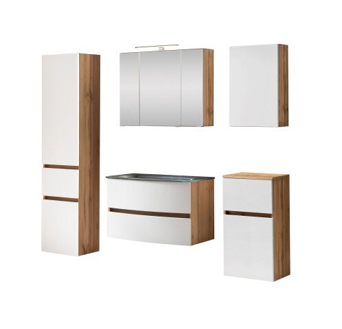 Badezimmer-Set >Kopenhagen< in Matt Weiß - 80x200x49cm (BxHxT)