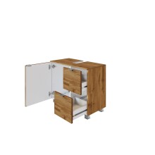 Waschbeckenunterschrank >Bogota< in Wotaneiche - 70x53x35cm (BxHxT)