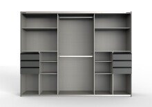 Schwebetürenschrank >Susanetta< in Plankeneiche Graphit - 270x210x64cm (BxHxT)