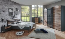 Schwebetürenschrank >Tonie< in Graphit Flagstaff Eiche - 300x218x65cm (BxHxT)