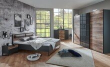 Schwebetürenschrank >Tonie< in Graphit Flagstaff Eiche - 300x218x65cm (BxHxT)