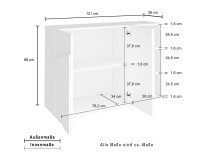 Kommode >Piacenza< in Beton Nachbildung - 121x86x38cm (BxHxT)